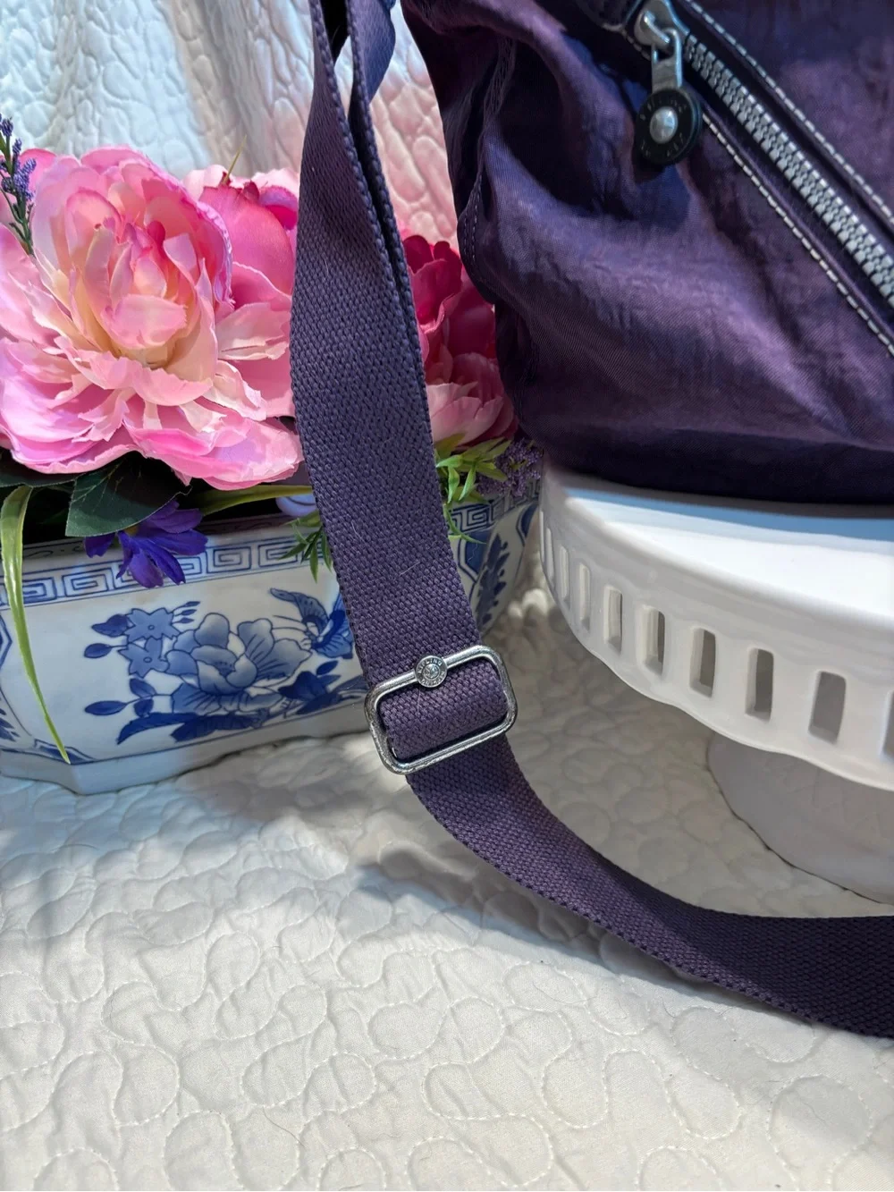 ✔️Kipling Purple Nylon Hobo Shoulder Bag
